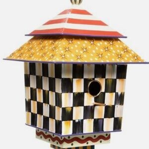 Estate Find Brand New Mackenzie Childs Check It Out Birdhouse B&W Checked Cute